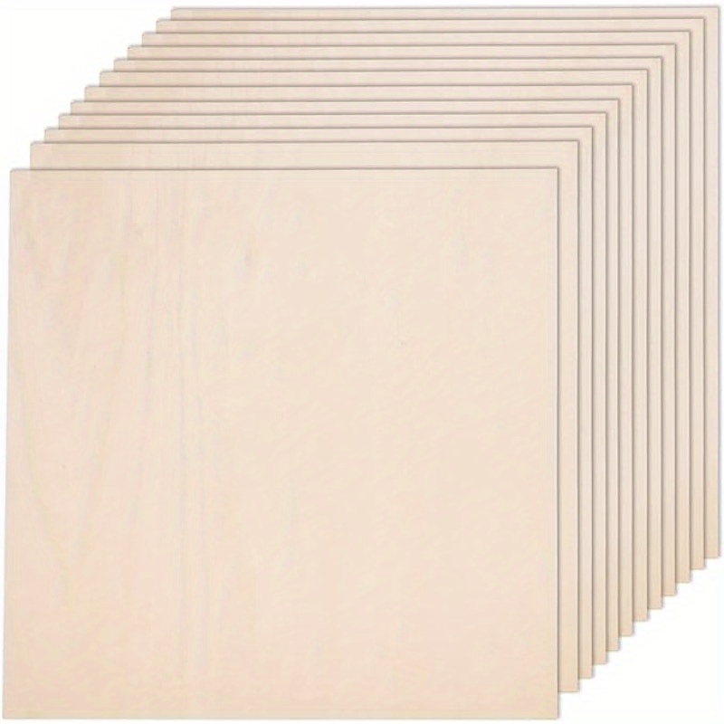 

12pcs Basswood Sheets For Crafts Plywood Sheets With Smooth Surfaces Squares Wood Boards For Laser Cutting, Wood Burning, Architectural Models, Staining