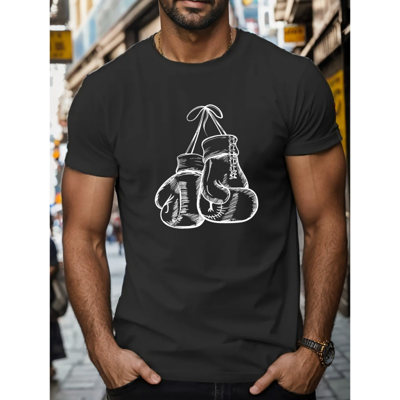 

Boxing Gloves Print T Shirt, Tees For Men, Casual Short Sleeve T-shirt For Summer