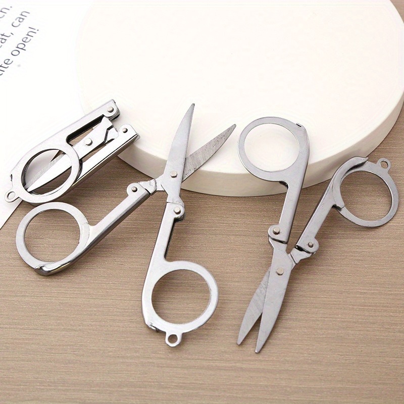 Stainless Steel Folding Scissors With Plastic Handle Mini - Temu