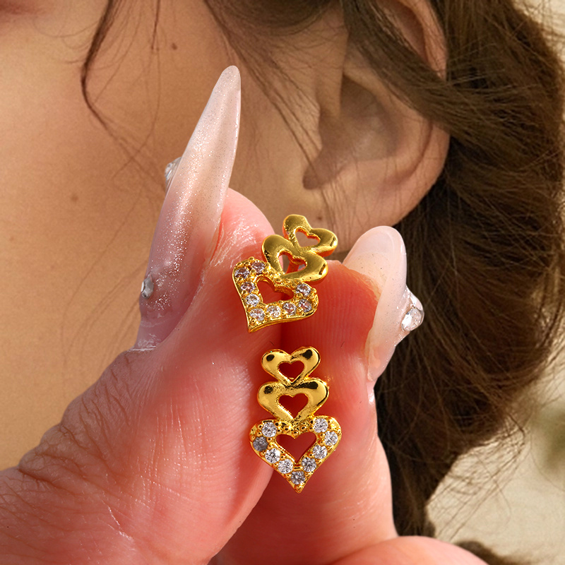 Simple And Shiny Zircon Earrings, Exquisite Fashion Valentine's