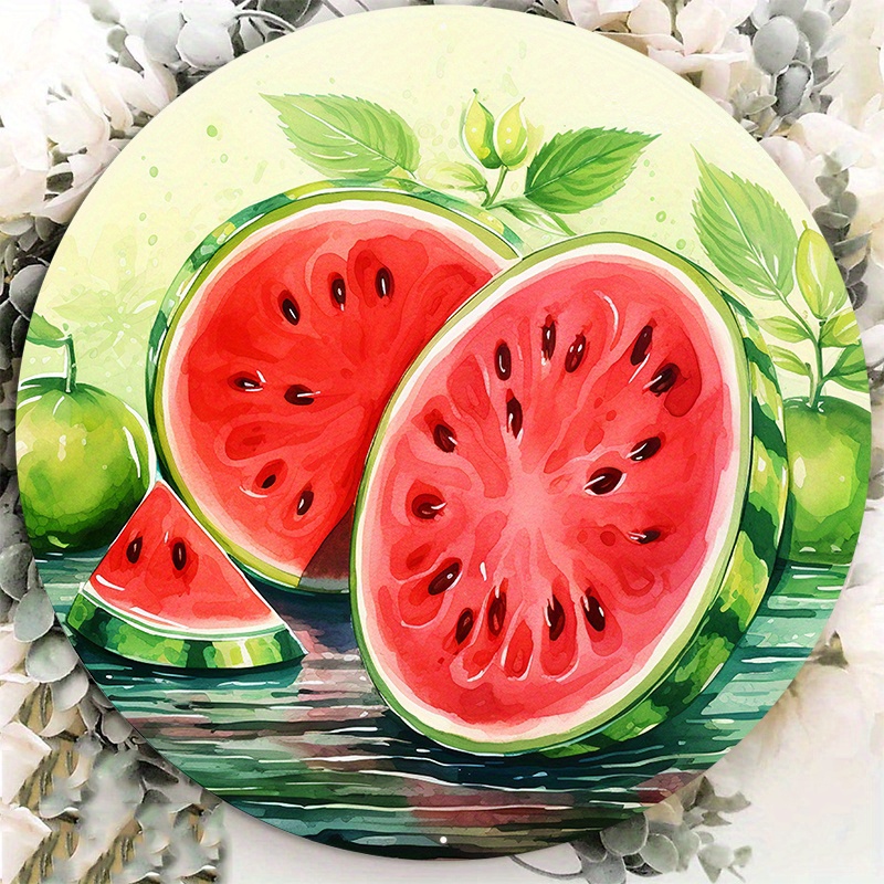 

1pc 8x8inch Aluminum Metal Sign Watermelon Sign, Wreath Attachment, Summer Wreath Rail Attachment