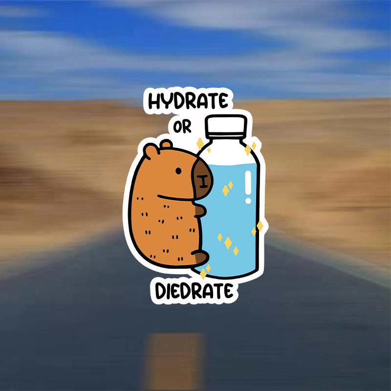 

Adorable Stickers For Hydration, Capybara Design, Quench Your Thirst Reminder Stickers, Fun Vinyl Decals For Laptop, Phone, And Hydration Bottles