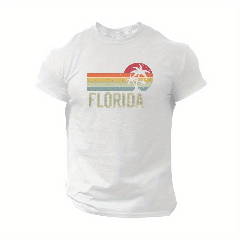 

Florida Print T Shirt, Tees For Men, Casual Short Sleeve T-shirt For Summer