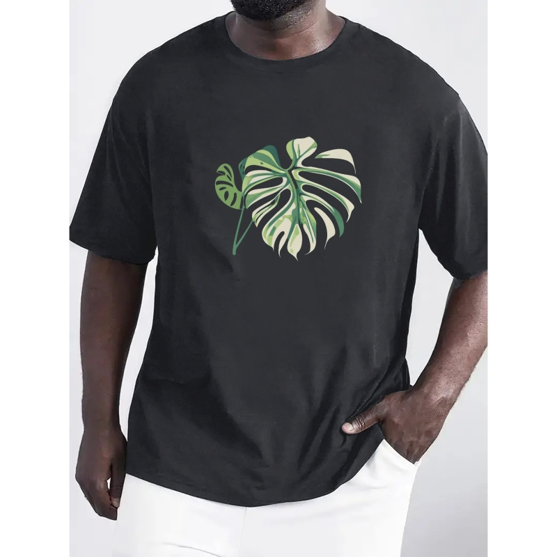

Monstera Leaf Print T Shirt, Tees For Men, Casual Short Sleeve T-shirt For Summer