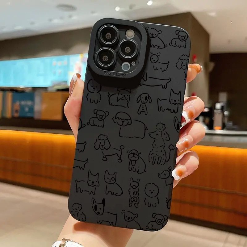 

Line Puppy Pattern Protective Shockproof Phone Case For Iphone 11/12/13/14/12 Pro Max/11 Pro/14 Pro/15/xs Max/x/xr/7/8/8 Plus