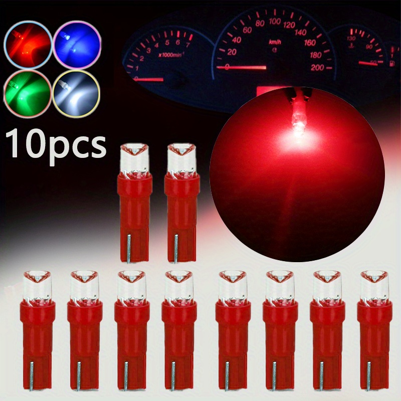

10pcs T5 73 T5 Led Car Dash Dashboard Lights 74 2721 Led Instrument Dash Indicator Light Bulbs Interior Lamps White Red Yellow Blue Green