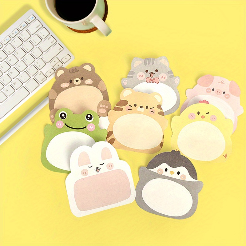 

8 Packs Cartoon Small Animal Special-shaped Sticky Notes Office Creative Sticky Notes Cute Colorful Note Paper