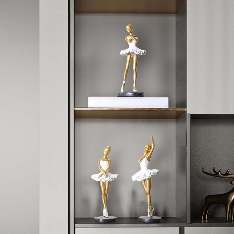 Creative Ballet Dancer Gold Statue Sculpture Golden Art