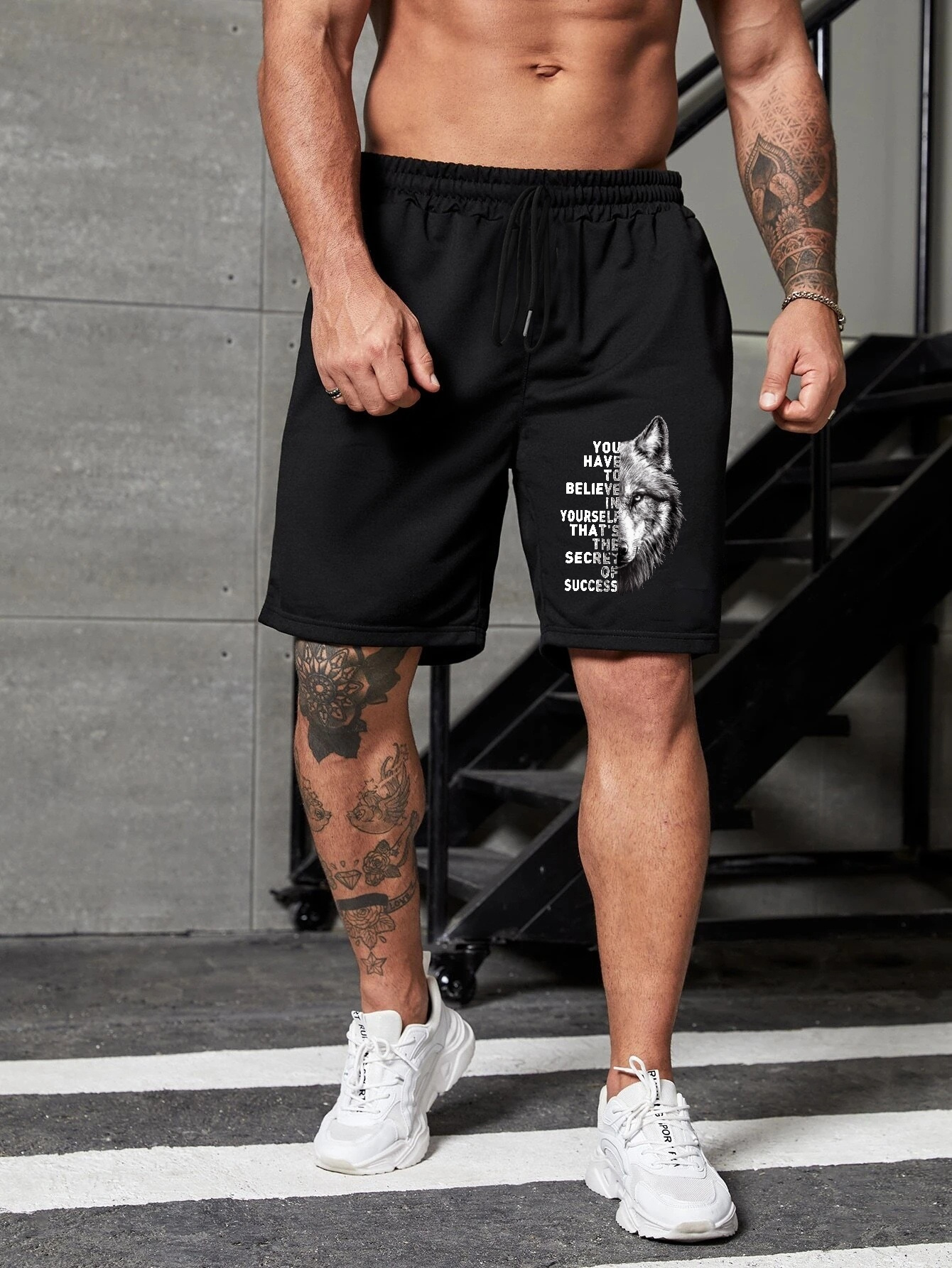 Darc Sports Wolves Forever Letter Graphic Print Mens Creative Shorts Casual  Slightly Stretch Quick Drying Drawstring Shorts For Summer Outdoor, Shop  On Temu And start Saving