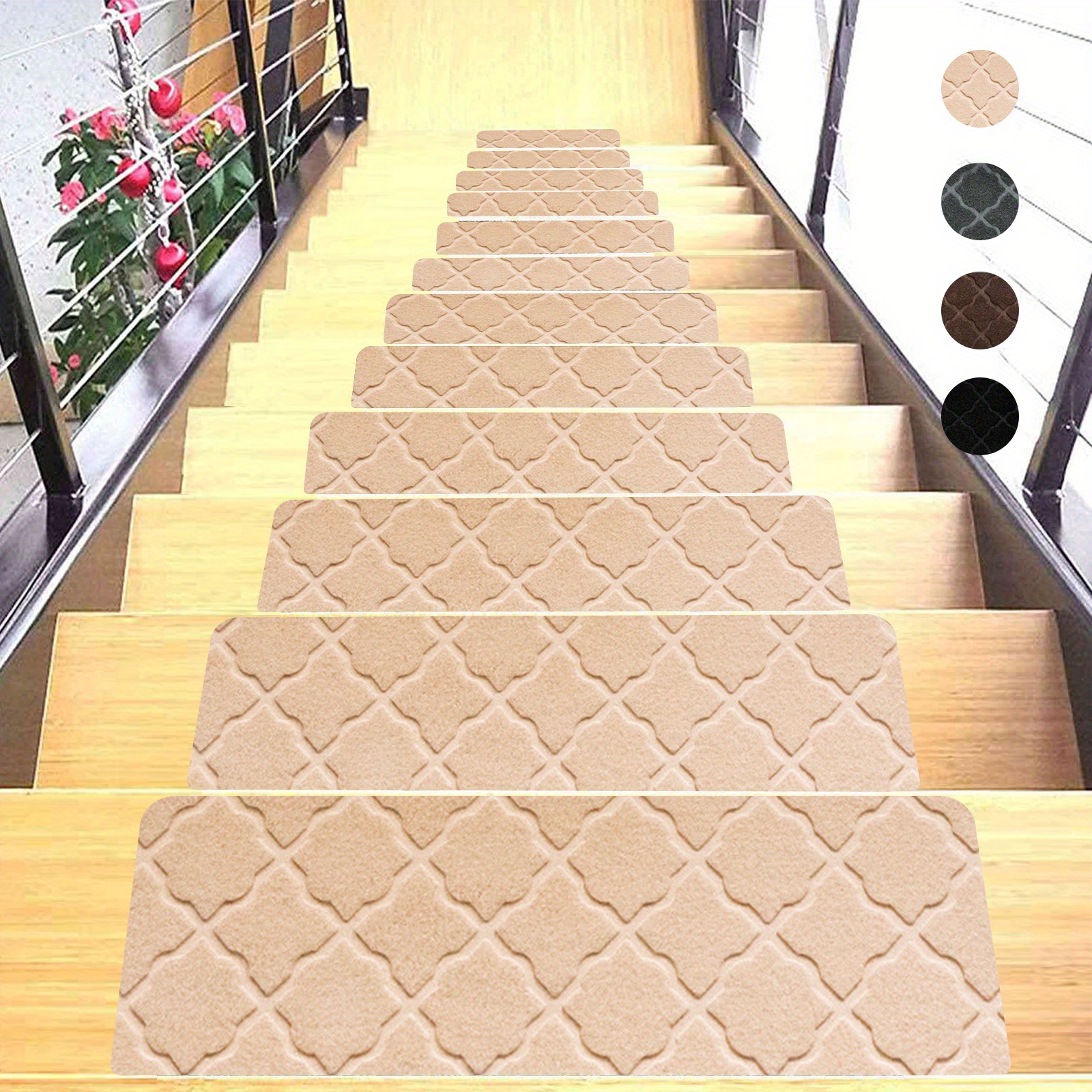 item picture non slip carpet stair treads for indoor use by   designed for wooden steps   stair runners provide safety for pets and elderly individuals are reusable with self   backing washable and suitable for home decoration in bathrooms