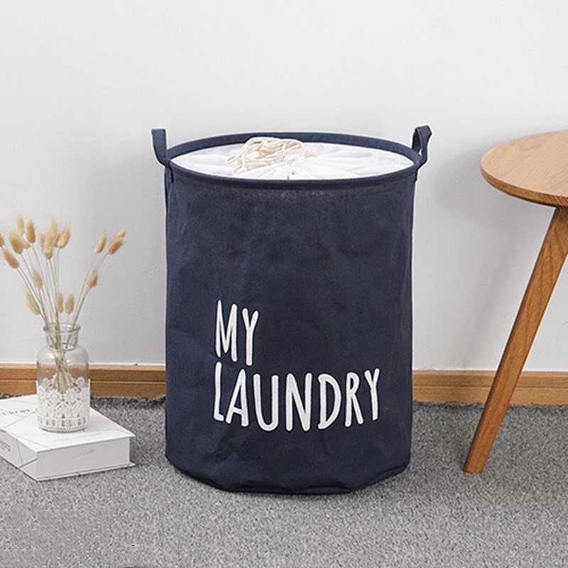 1pc printed laundry basket with drawstring dirty clothes storage basket large capacity waterproof and moisture proof laundry hamper household fabric basket laundry organization and storage for bathroom bedroom dorm room decor home decor details 5