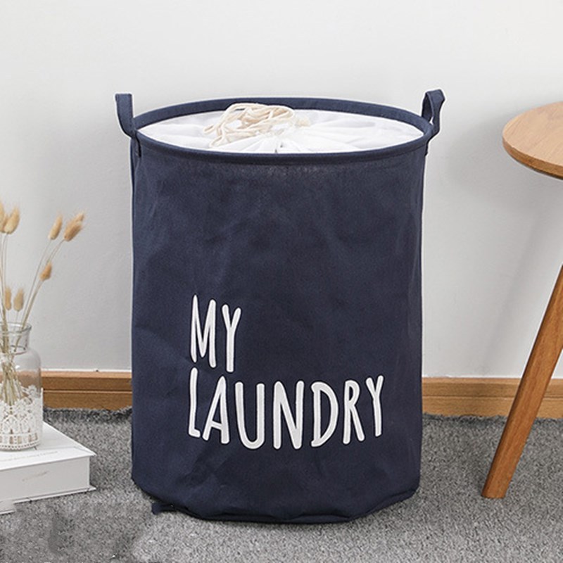 1pc printed laundry basket with drawstring dirty clothes storage basket large capacity waterproof and moisture proof laundry hamper household fabric basket laundry organization and storage for bathroom bedroom dorm room decor home decor details 6