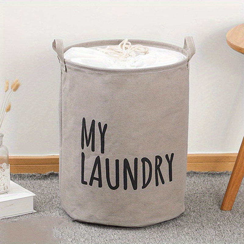 1pc printed laundry basket with drawstring dirty clothes storage basket large capacity waterproof and moisture proof laundry hamper household fabric basket laundry organization and storage for bathroom bedroom dorm room decor home decor details 7