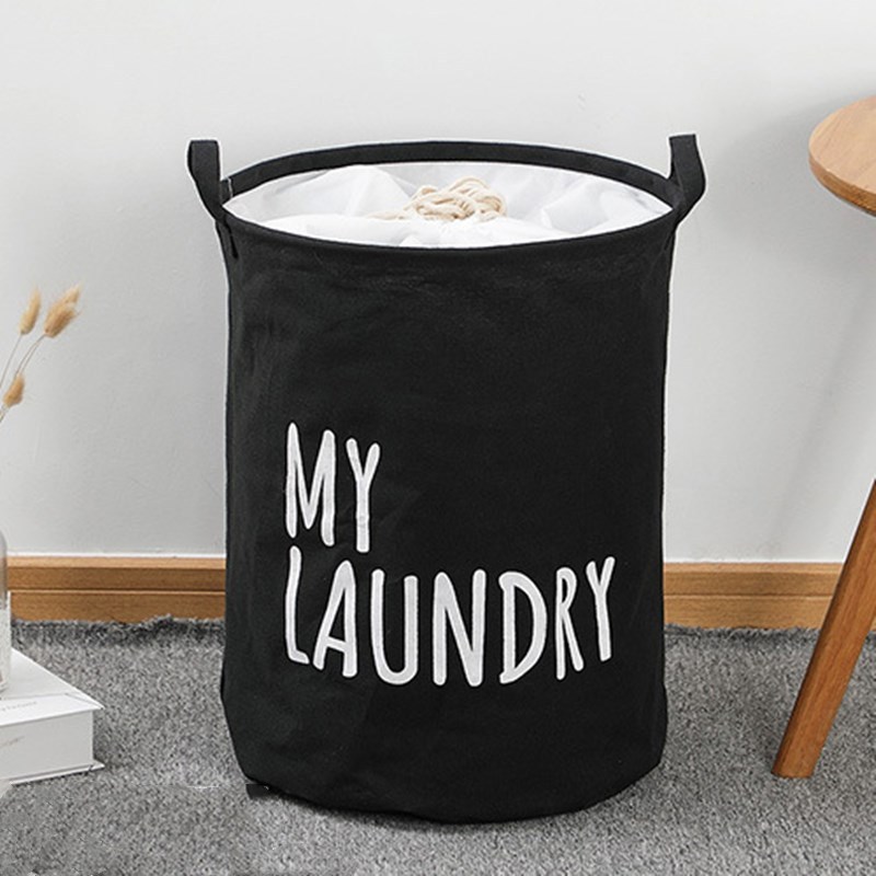 1pc printed laundry basket with drawstring dirty clothes storage basket large capacity waterproof and moisture proof laundry hamper household fabric basket laundry organization and storage for bathroom bedroom dorm room decor home decor details 8