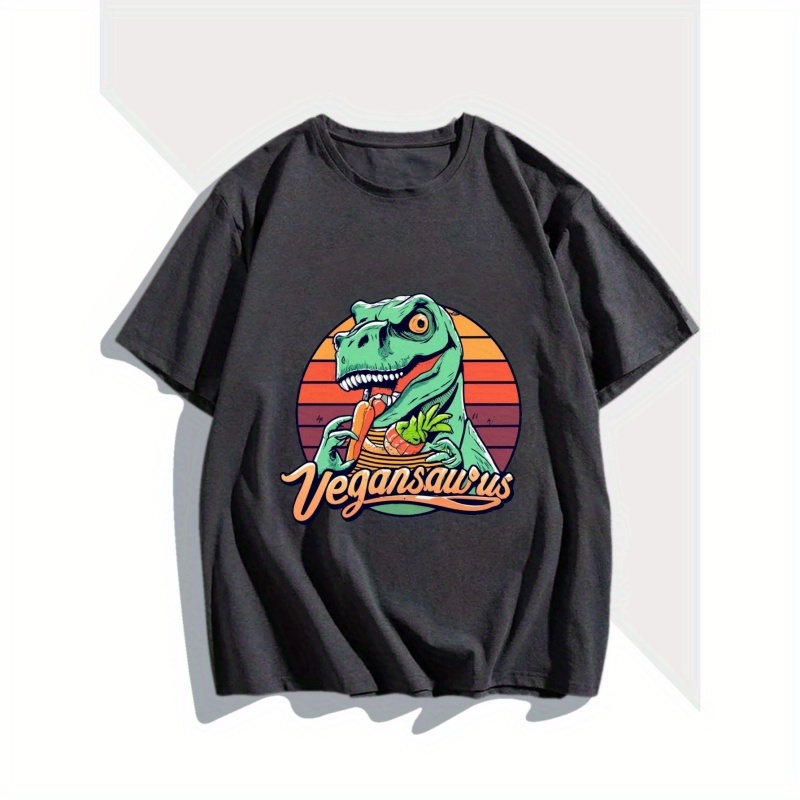 

Veganosaurus Print T Shirt, Tees For Men, Casual Short Sleeve T-shirt For Summer