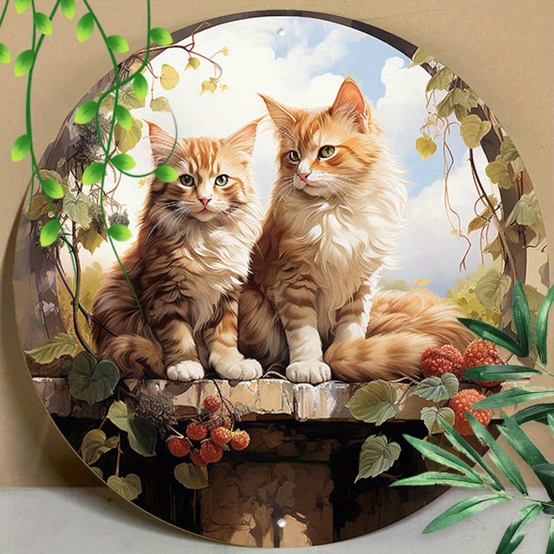 

1pc 8x8inch (20x20cm) Round Aluminum Sign Metal Sign Cat Mother's Day For Mom Art Wall Sign Home Kitchen Patio Cave Funny Decor