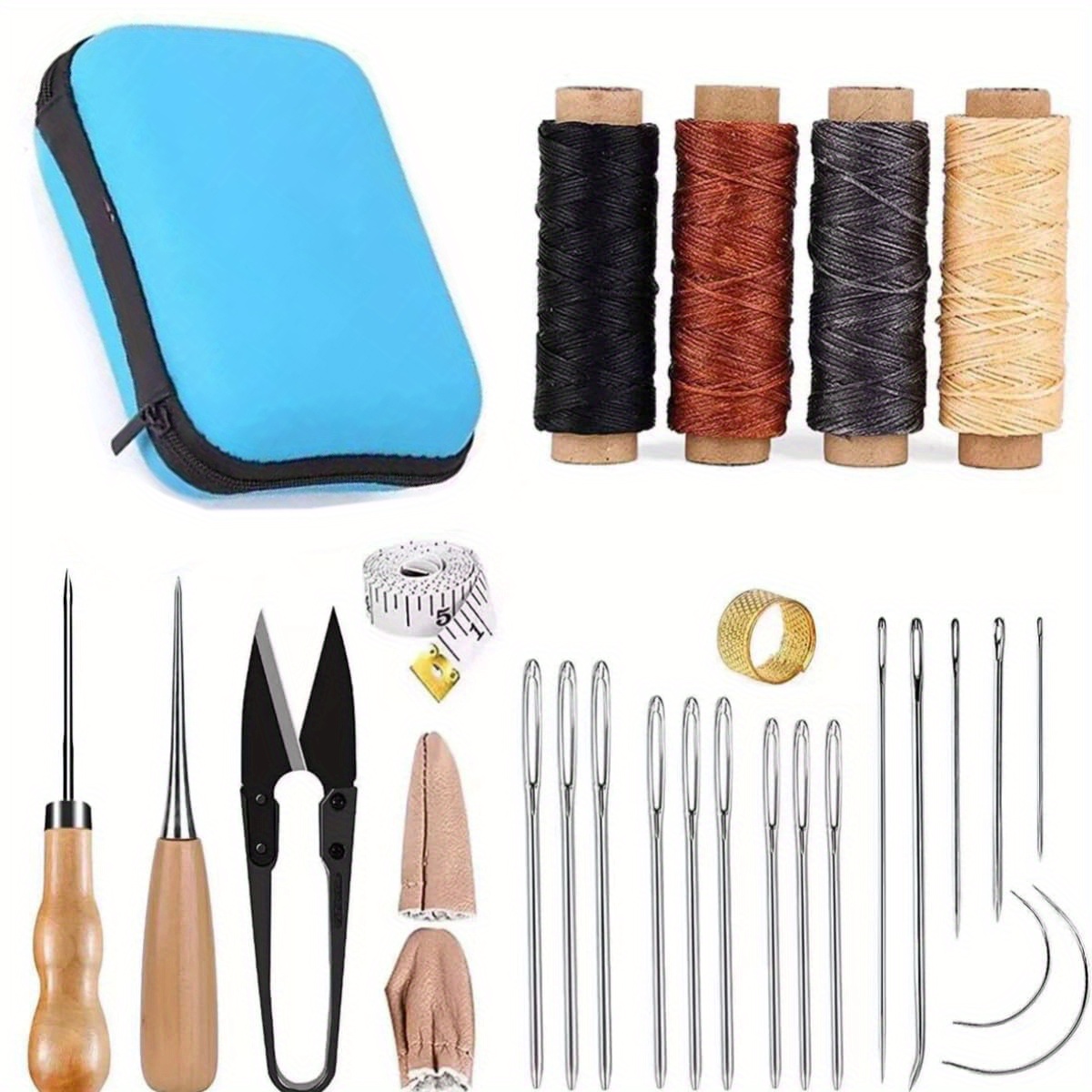 

Leather Sewing Kit, Leather Working Tools And Supplies, Leather Working Kit With Large-eye Stitching Needles, Waxed Thread, Leather Upholstery Repair Kit, Leather Sewing Tools For Diy Leather Craft