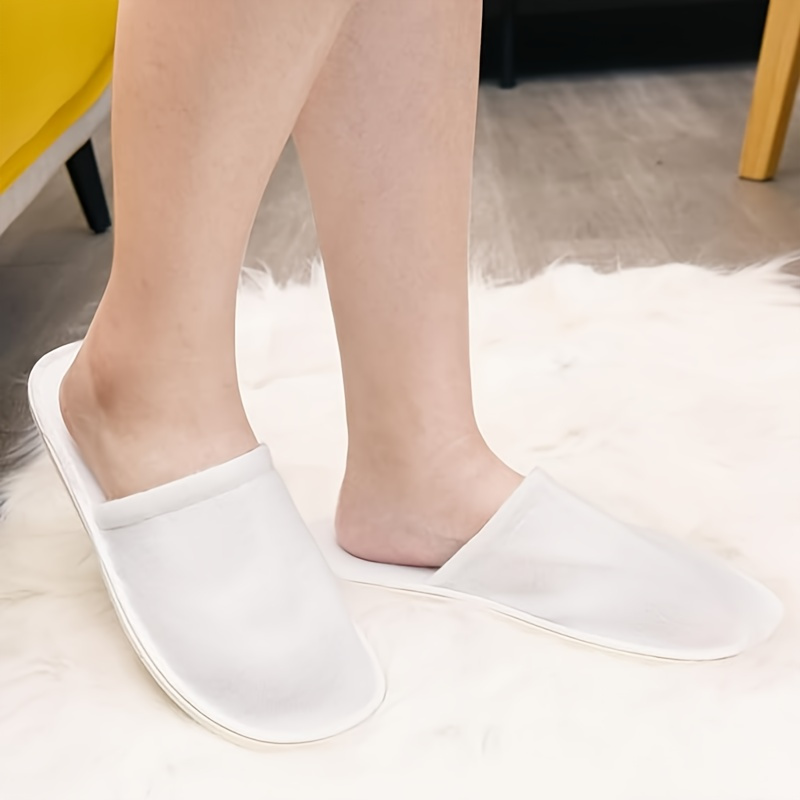 

5/10/20 Pairs, Spa Hotel Guest Disposable Slippers, Comfortable Cotton Disposable Spa Slippers, Bulk Unisex Non-slip Disposable Guests Slippers For Home Hotel Travel Train Use, White