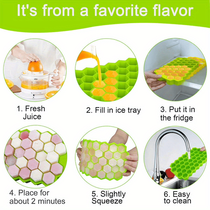 1pc/4pcs Honeycomb Silicone Ice Tray - 37 Grids Hexagon Ice Cube Mold, For Perfect Shaped Ice Cubes And Ice Balls, For Home Kitchen