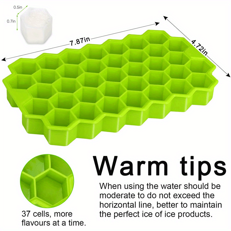 1pc/4pcs Honeycomb Silicone Ice Tray - 37 Grids Hexagon Ice Cube Mold, For Perfect Shaped Ice Cubes And Ice Balls, For Home Kitchen
