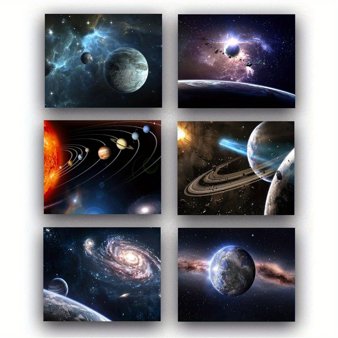 6pcs universe starry   art outer space planet wall art painting for bedroom lvingroom bathroom decor 8 x10 unframed 0