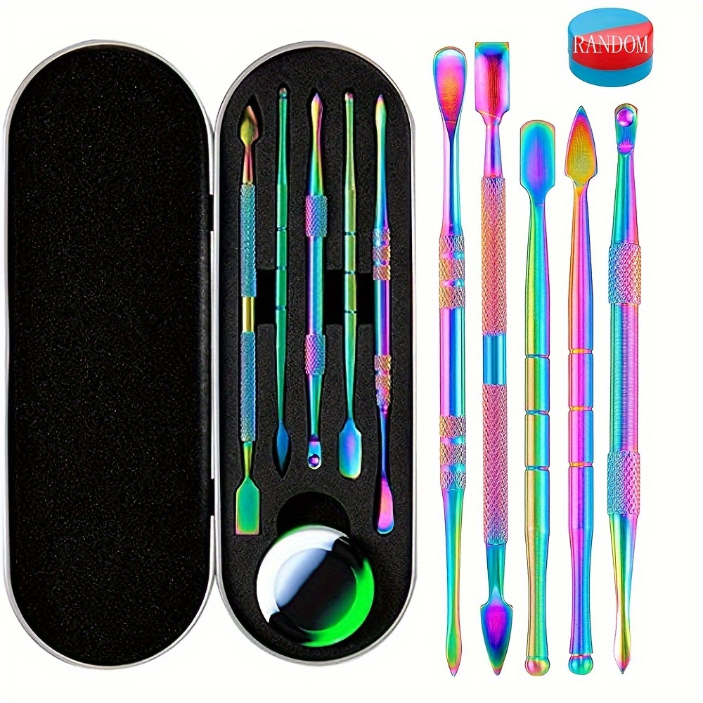 

Wax Carving Tools Set, Rainbow/slivery Stainless Steel Tools Double-headed With Silicone Container, Metal Case