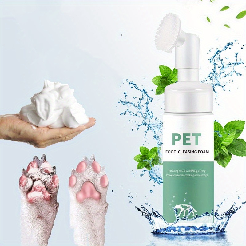 

150ml Pet Paw Cleaner, Rinse Free Dog Paw Cleaning Foam With Soft Silicone Brush For Dog Paw Sole Pads Care