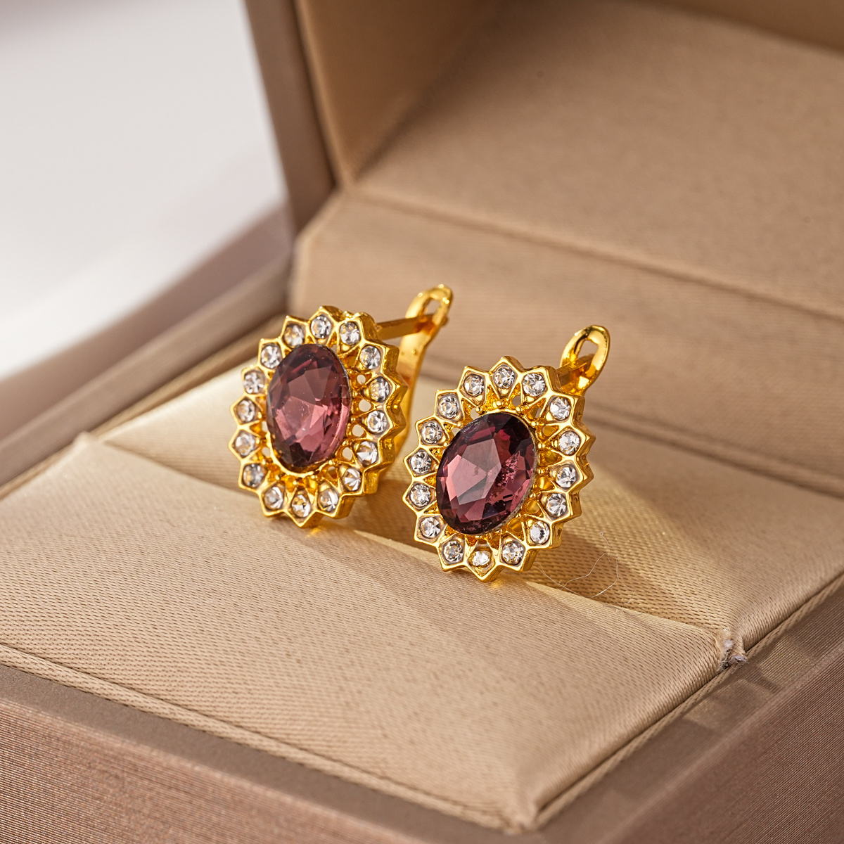 TEMU 2 piezas/pareja de aretes colgantes dorados con forma de circonita decorativa, elegantes, estilo fácil, joyería, adornos para orejas de banquete