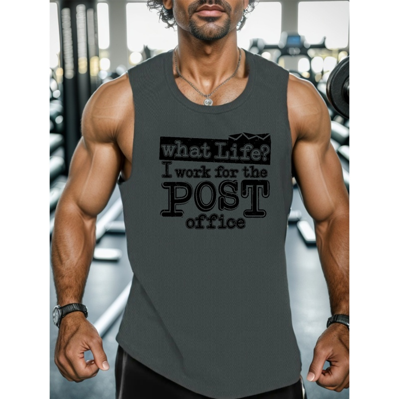 

What Life I Work For The Post Office Print Men's Casual Sleeveless Tank Top Comfy Breathable Tops For Summer