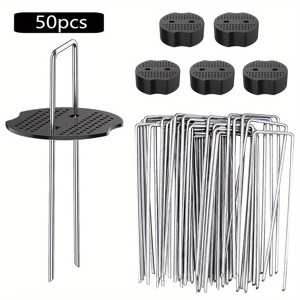 

20/50pcs, 2.5mm Thickness U-shaped Floor Nails Anti-grass Cloth Ground Nails Lawn Fixer For Fixing Lawn Turf Fixing Anti-grass Net Floor Zinc Plated Steel Garden Stake Nails Cover Nails