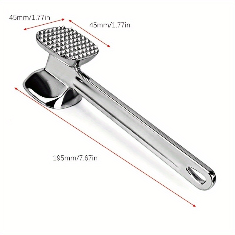 

Aluminum Meat Tenderizer Hammer - 1pc Dual-sided Manual Meat Tenderizer, Heavy Duty Kitchen Tool For Tenderizing Steak, Beef, And Poultry