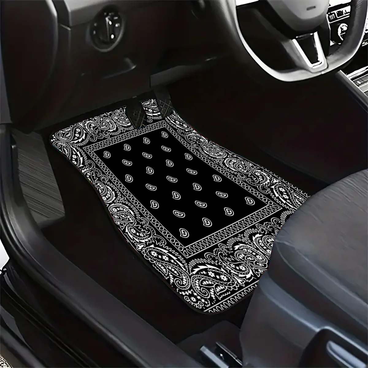 

1/2/4pcs Paisley Pattern Flower Art Printed Car Floor Mats, Front And Rear Car Floor Mats, Car Interior Accessories, Suitable For Cars, Sedans, Suvs