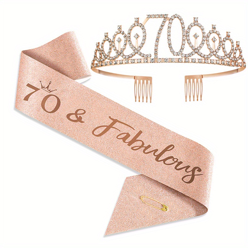 TEMU Set Of 2, Sashes And Tiaras For Women Celebrating Their 30th To 80th Birthdays, Including A Happy Birthday Sash And Fabulous Gifts For Party Favors, Along With Hair Like Combs And Headbands. TEMU Set Of 2, Sashes And Tiaras For Women Celebrating Their 30th To 80th Birthdays, Including A Happy Birthday Sash And Fabulous Gifts For Party Favors, Along With Hair Like Combs And Headbands.