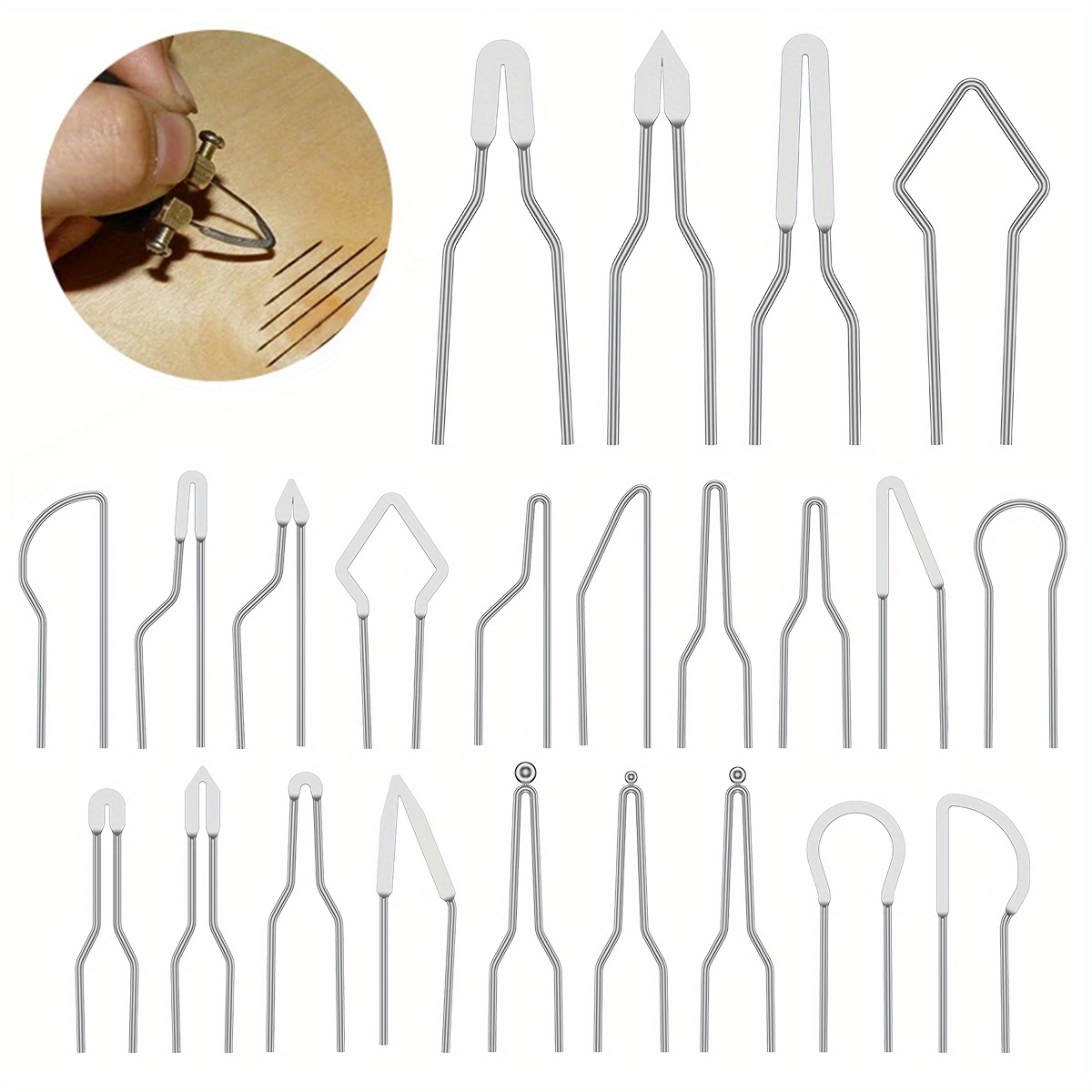 

23pcs Pyrography Wire Tips Heat Resistant Wood Burning Tips Replacement Multiple Shape Pyrography Wire Pen For Wood Burning Leather Cutting Paper Craft