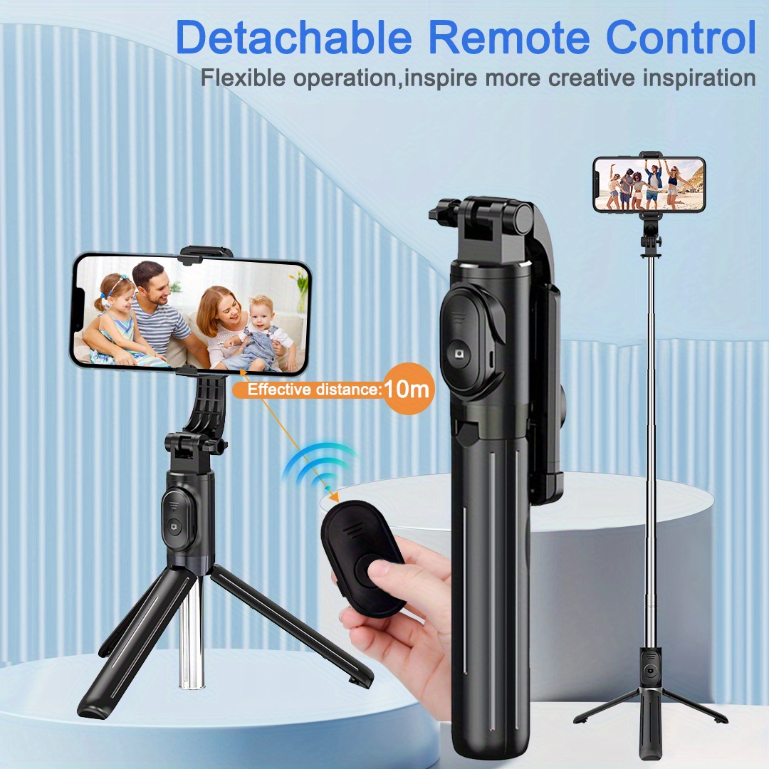 Tripode extensible con palo selfie y control remoto bluetooth. Soporte para  smartphones y cámaras.
