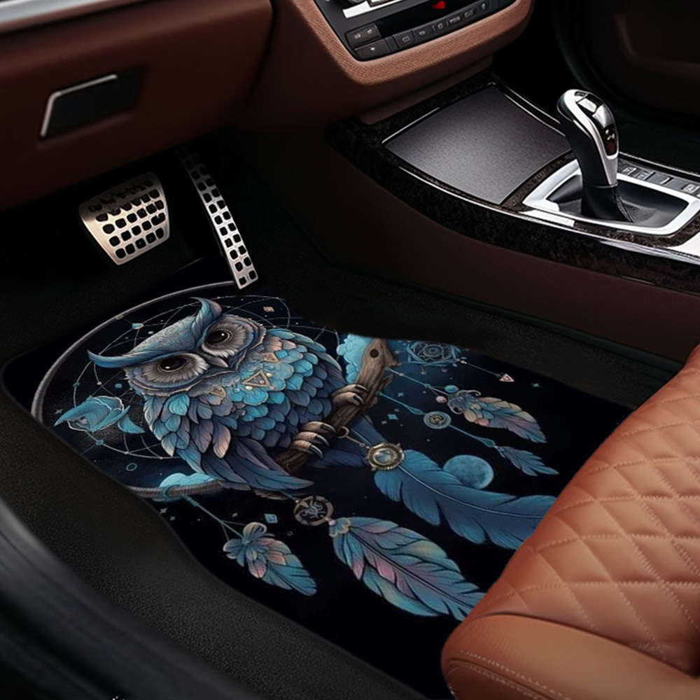 

Owl Print Car Floor Mat Universal Front And Rear Seat Mat, Non-slip Decoration Protection And Dustproof Car Accessories For Front And Rear Seats