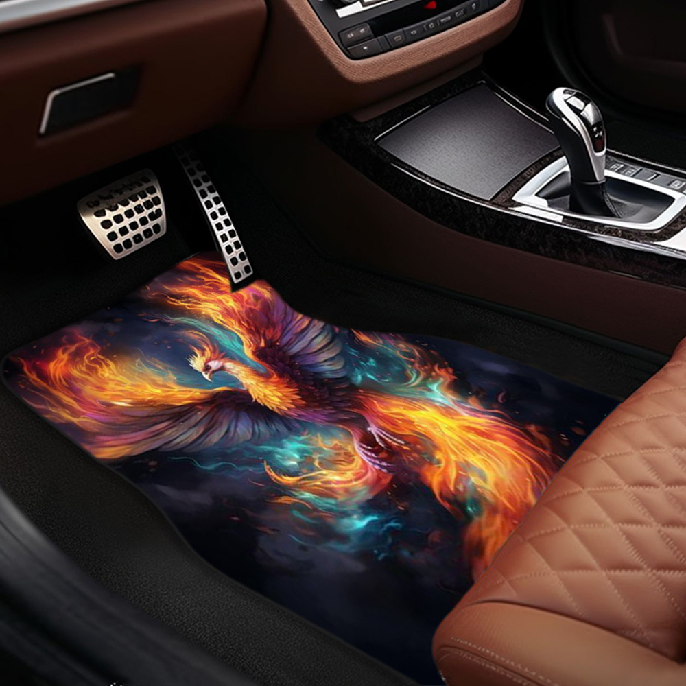 

Bathing Fire Phoenix Pattern Car Floor Mat Universal Front And Rear Seat Mat Non-slip Decoration Protection And Dustproof Car Accessories For Front And Rear Seats