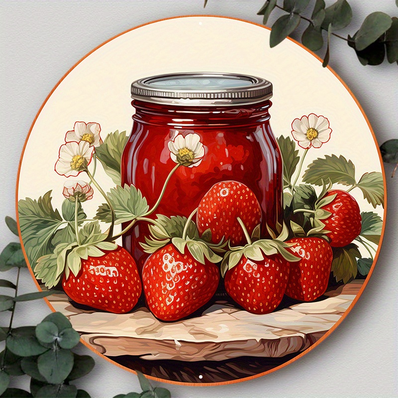 

1pc 8x8in Aluminum Metal Sign, Strawberry Sign, Strawberry Kitchen Decoration, Suitable For Various Scenarios