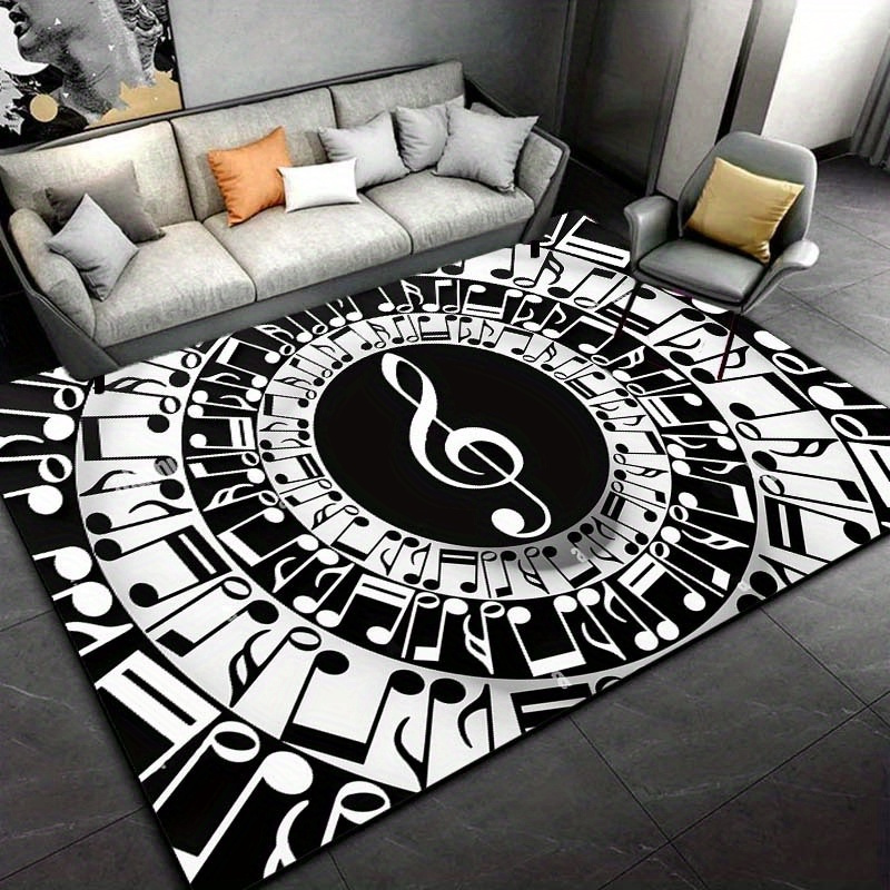 

800g/m2 Crystal Velvet 800g/m2 3d Piano Note Rug Black And White Carpet For Living Room Bedroom Apartment Dorm Home Decor Vintage Music Rugs Modern Rug