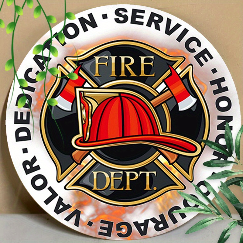 

1pc 8x8inch (20x20cm) Round Aluminum Sign Metal Sign Round Metal Tin Sign Wall Decor Wall Plaque Wreath Sign Firefighter Sign Fire Department Sign Metal Decor