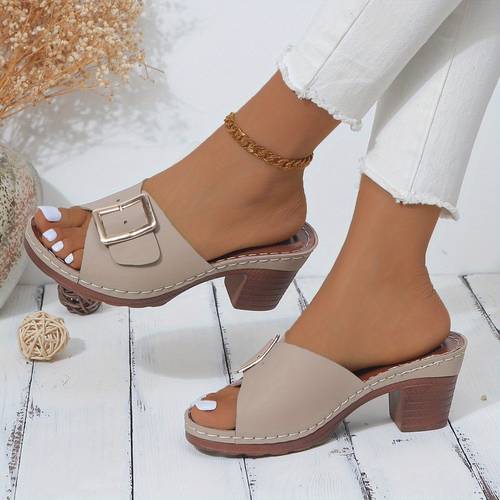 solid color stylish sandals women s slip soft sole chunky