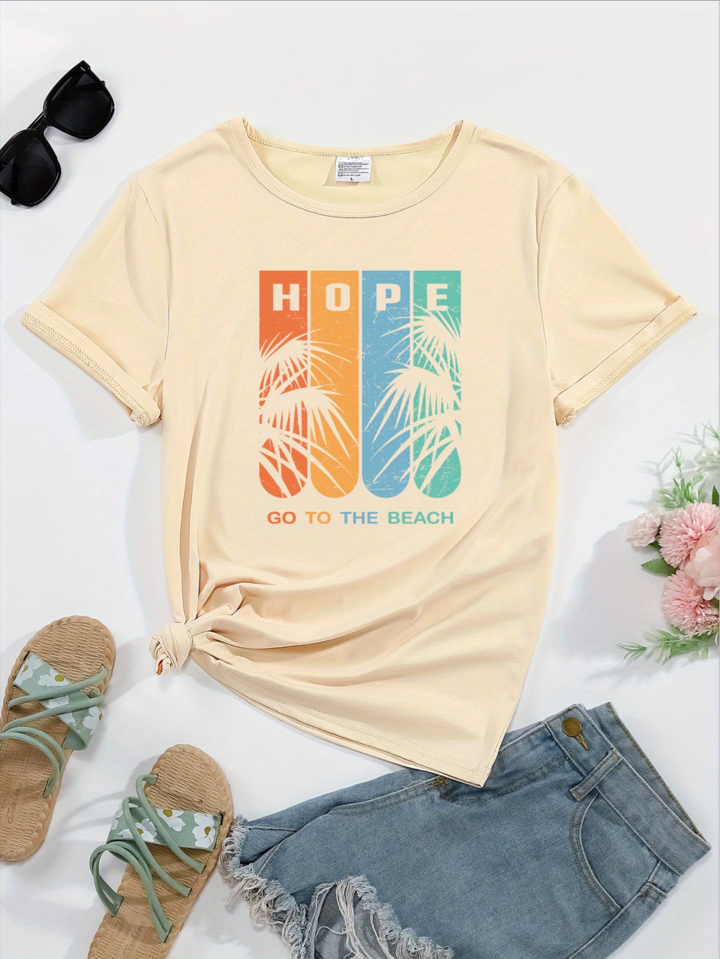 Damen T-Shirt Mit Fischschuppen-Druck | V-Ausschnitt Kurzarm | Weich & Atmungsaktiv