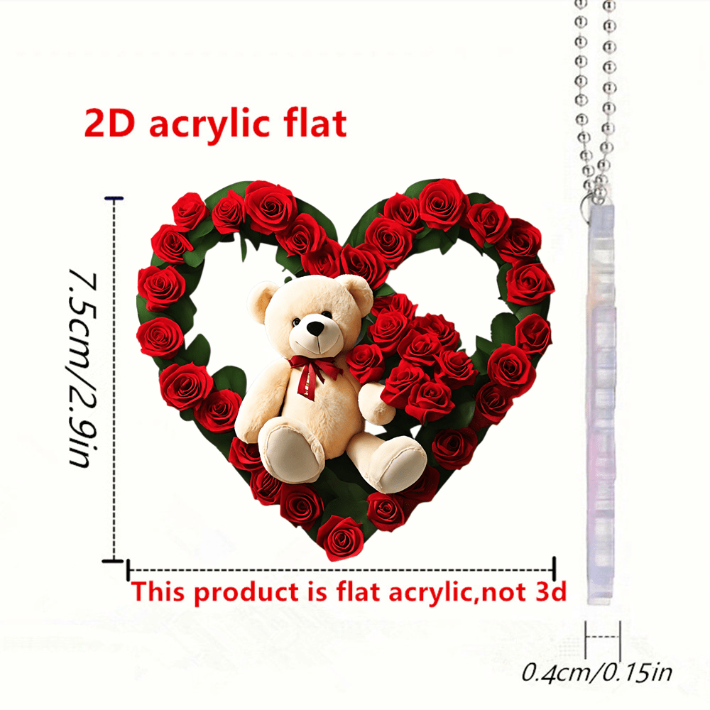 

1pc Acrylic 2d Cute Teddy Bear Love Couple Gift Pendant, Car Rearview Mirror, Backpack, Keychain Pendant, Party Event Gifts