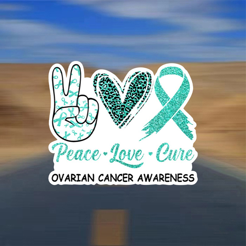 

Peace Love Cure Ovarian Cancer Awareness Sticker Strong Ovarian Cancer Warrior Sticker Teal Ribbon Awareness Sticker Gift Decoration