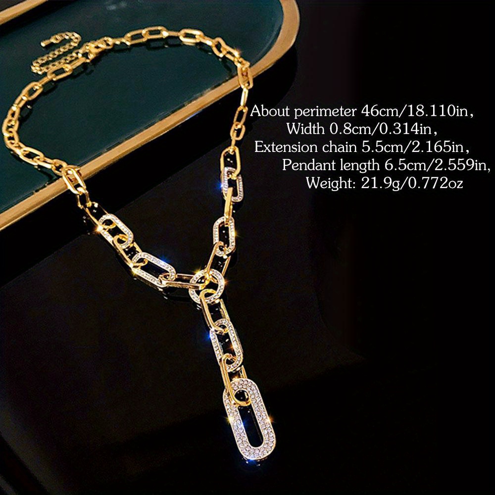 shiny   chain y necklace exquisite golden silvery thick chain   clavicle chain jewelry for women details 3