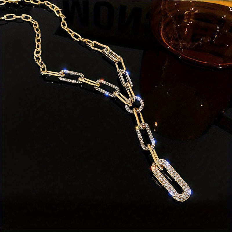 shiny   chain y necklace exquisite golden silvery thick chain   clavicle chain jewelry for women details 5