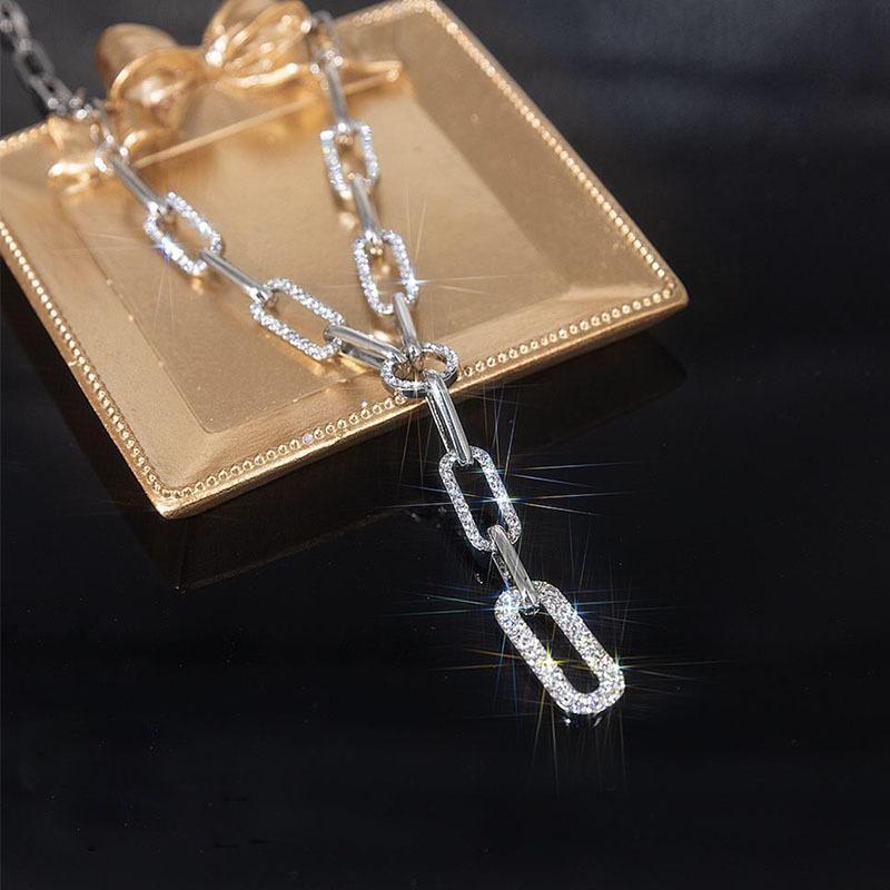 shiny   chain y necklace exquisite golden silvery thick chain   clavicle chain jewelry for women details 7