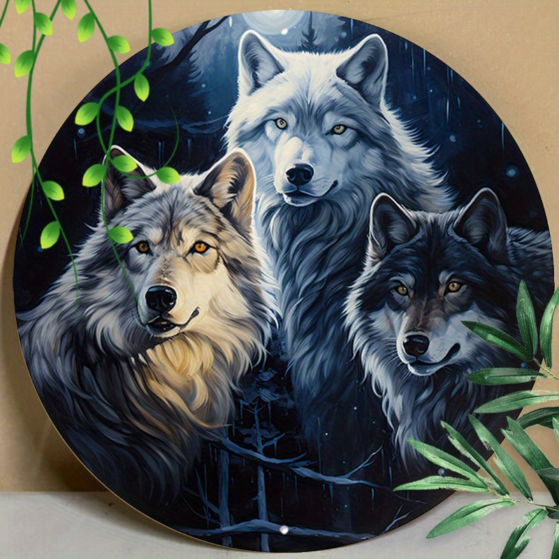 

1pc 8x8inch (20x20cm) Round Aluminum Sign Metal Sign Vintage Wolf Metal Sign Suitable For Home Garden Kitchen Cafe Restaurant Retro Wall Decor
