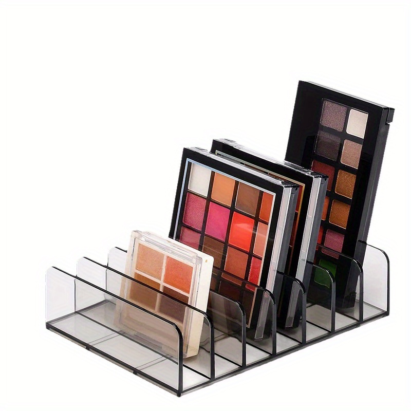 

1pc Clear Acrylic Eye Shadow Tray Storage Rack With Divider, Plastic Desktop Cosmetic Organizer For Color Cosmetics, Makeup Powder Box Shelf For Vanity Desk