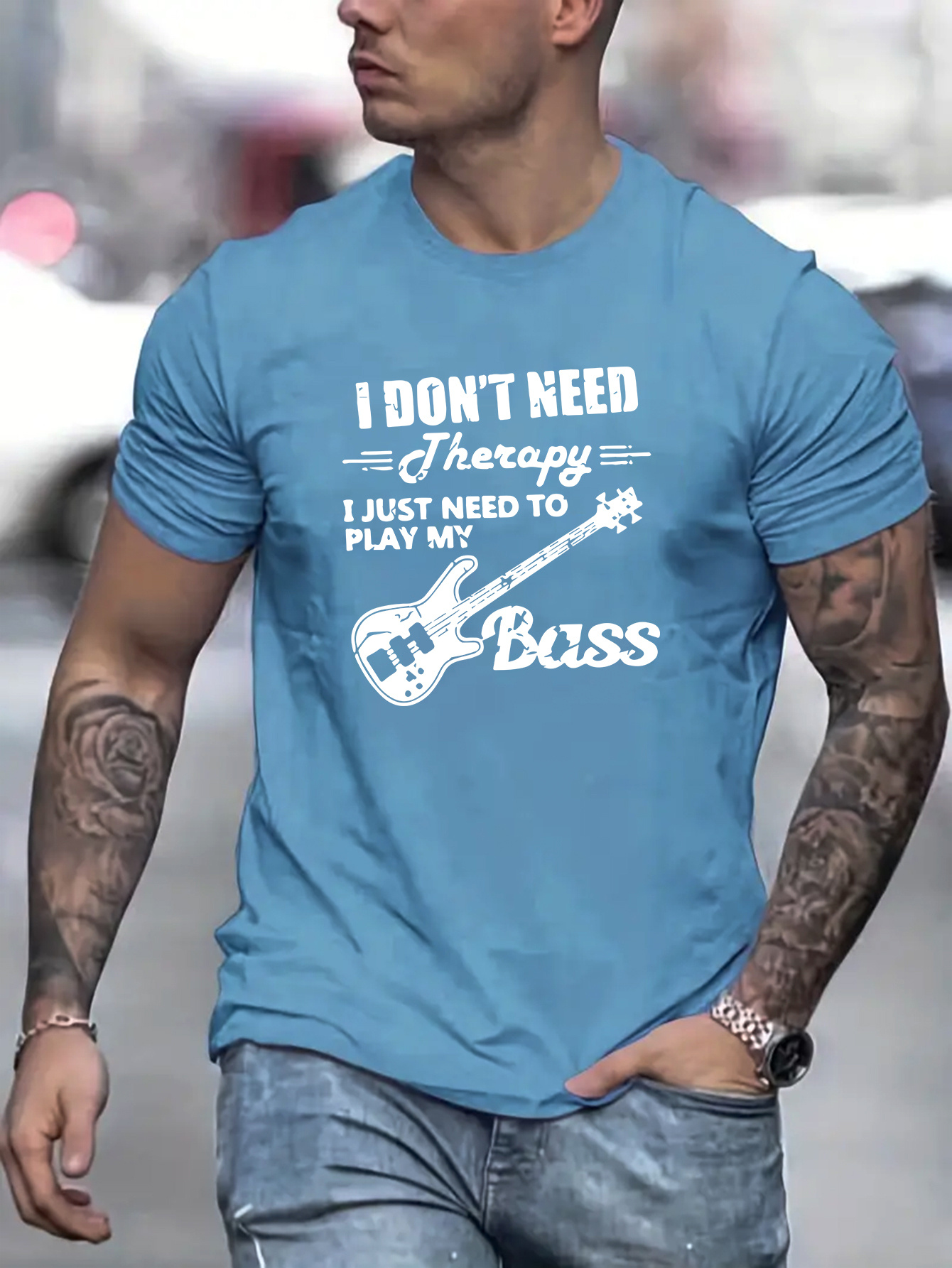 bass print men's short sleeve crew neck t shirts comfy Temu